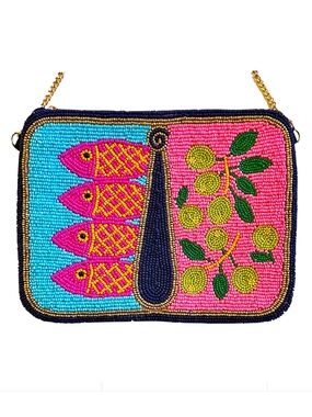 Sardines in Tin Can Crossbody Mini Clutch Bag, Tinned Fish, Lily Posh Beaded Bag